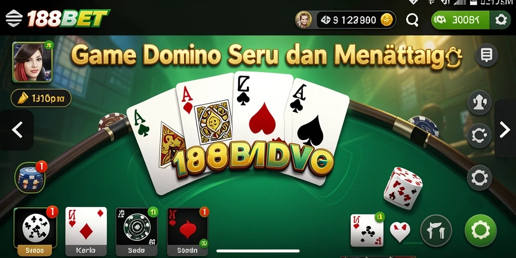 Screenshot utama 188BET menunjukkan pemain berinteraksi di game Domino.