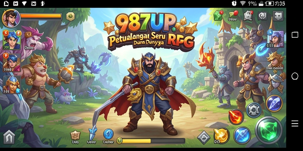 Tangkapan layar yang menampilkan aksi seru dalam 987UP RPG.