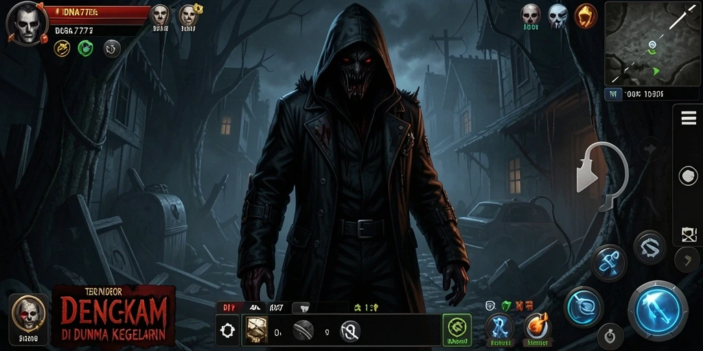 Screenshot gameplay menakutkan dari DNA777, menunjukkan suasana horror yang intens.