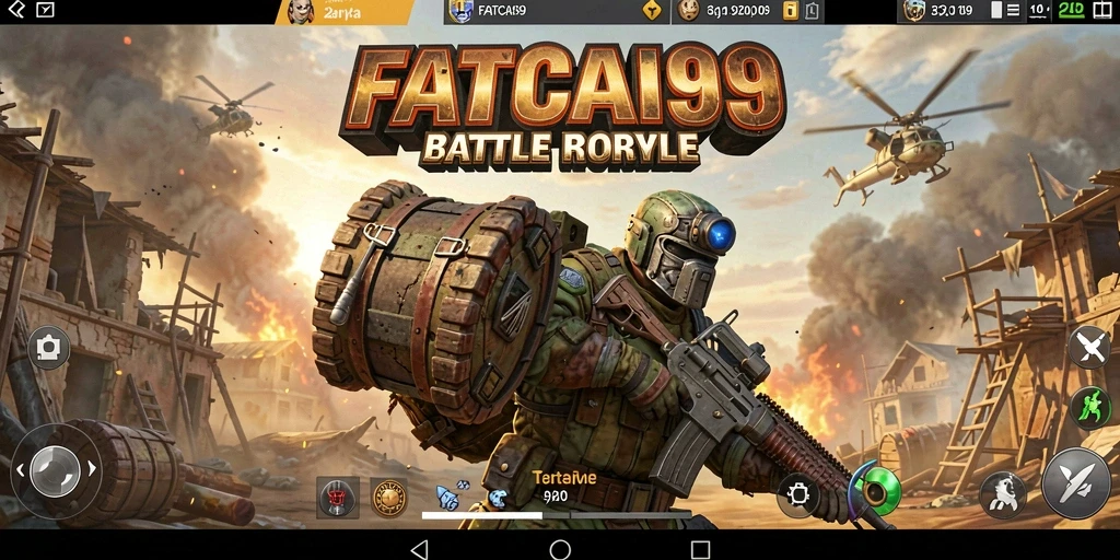 Screenshot utama menampilkan aksi seru dalam gameplay Battle Royale.