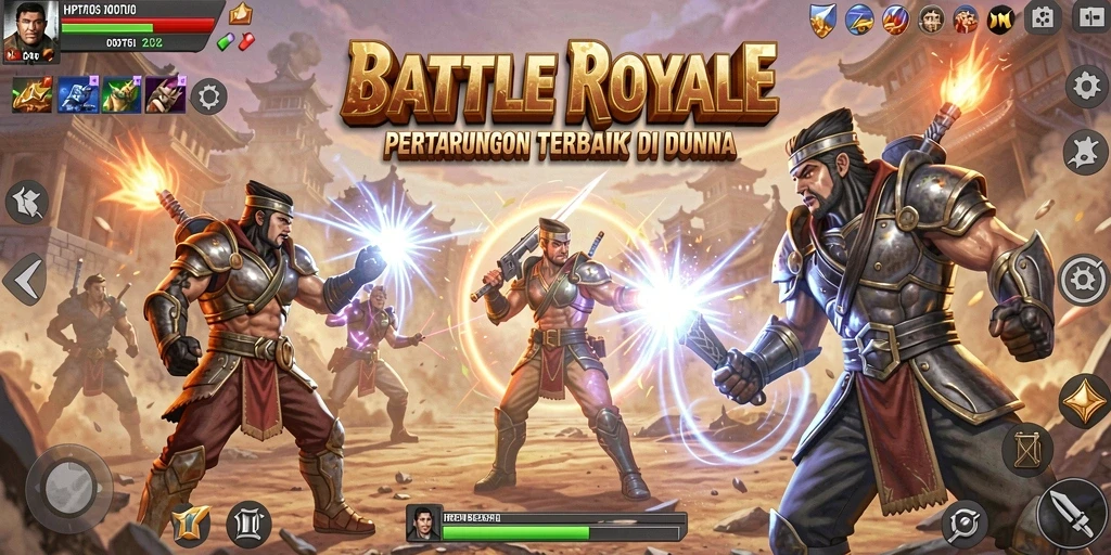 Screenshot HPTOTO menampilkan aksi intens dalam pertempuran Battle Royale.