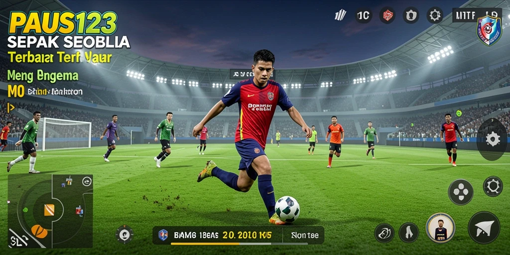 Tampilan gameplay yang mendebarkan dalam PAUS123 dengan aksi sepak bola.