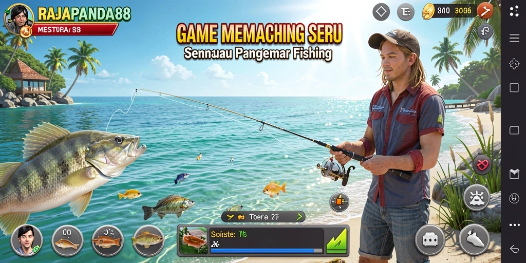 Tampilan gameplay yang seru di RAJAPANDA88 dengan pengalaman memancing yang mendebarkan.