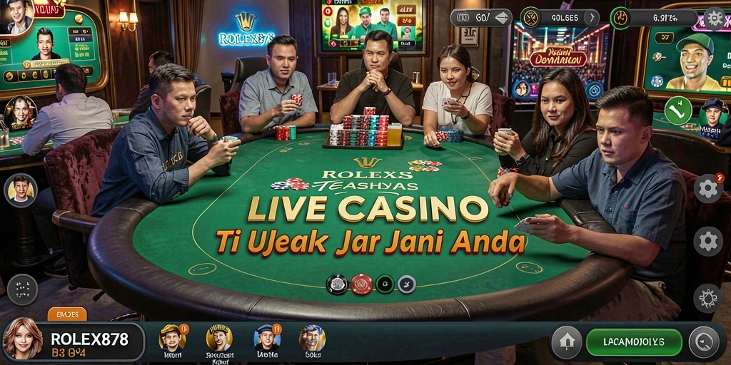 Tampilan gameplay Live Casino yang mendebarkan di aplikasi ROLEX878.