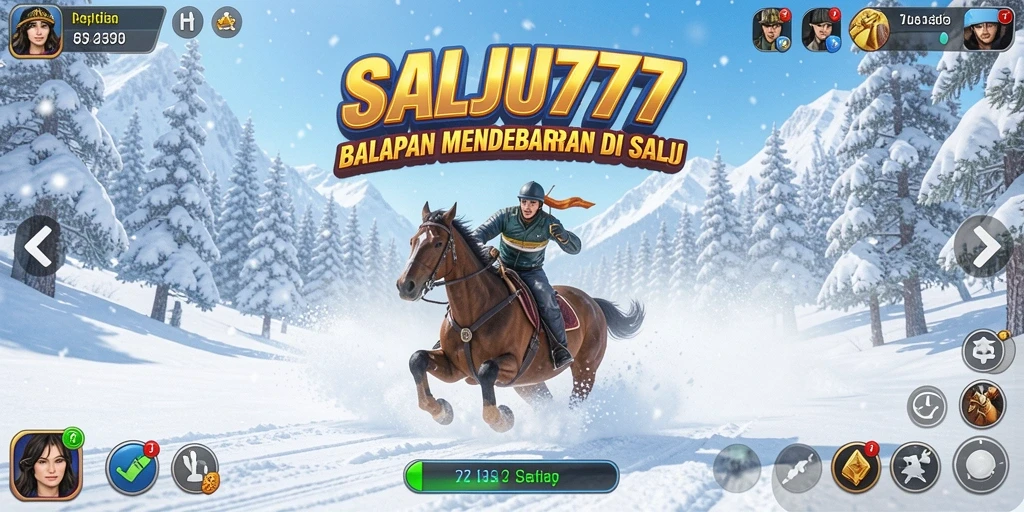 Tampilan gameplay SALJU777 yang menegangkan di lintasan salju.